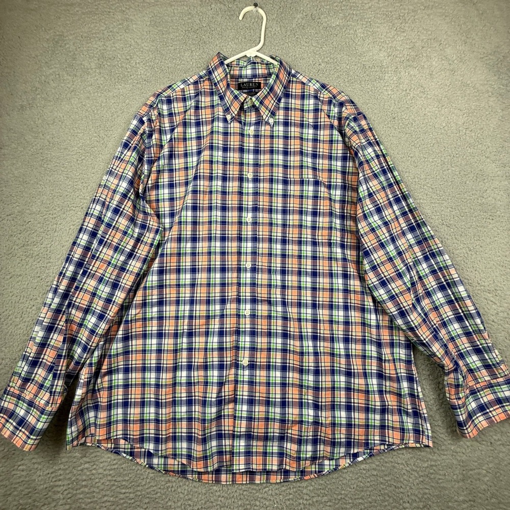 Lauren Ralph Lauren Plaid Stretch Fabric Regular Fit Long Sleeve Button Down 2XL